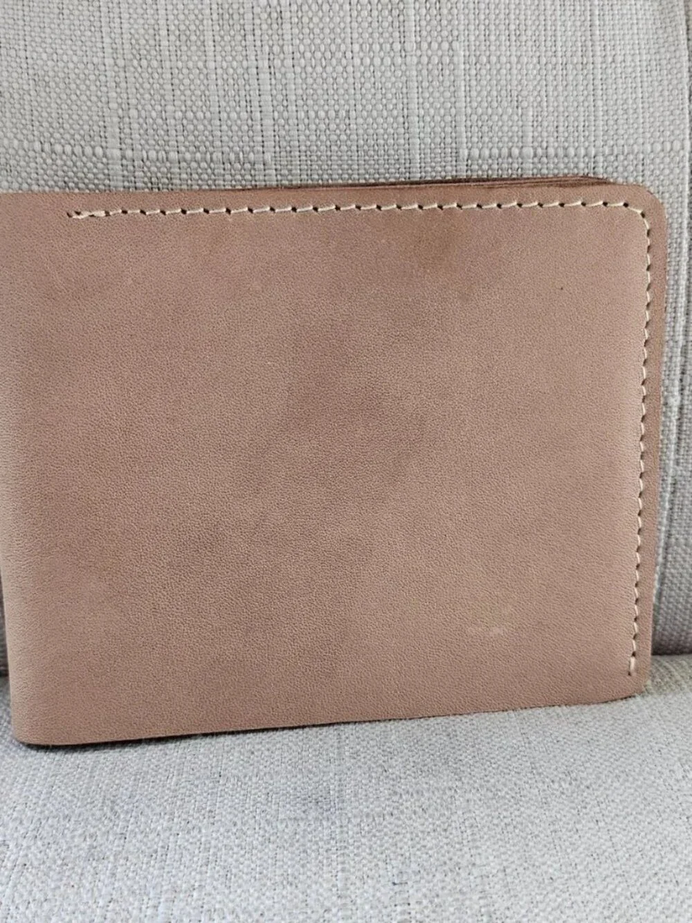 All Leather Billfold Tan Genuine Leather Card Holder Bifold Wallet Handm